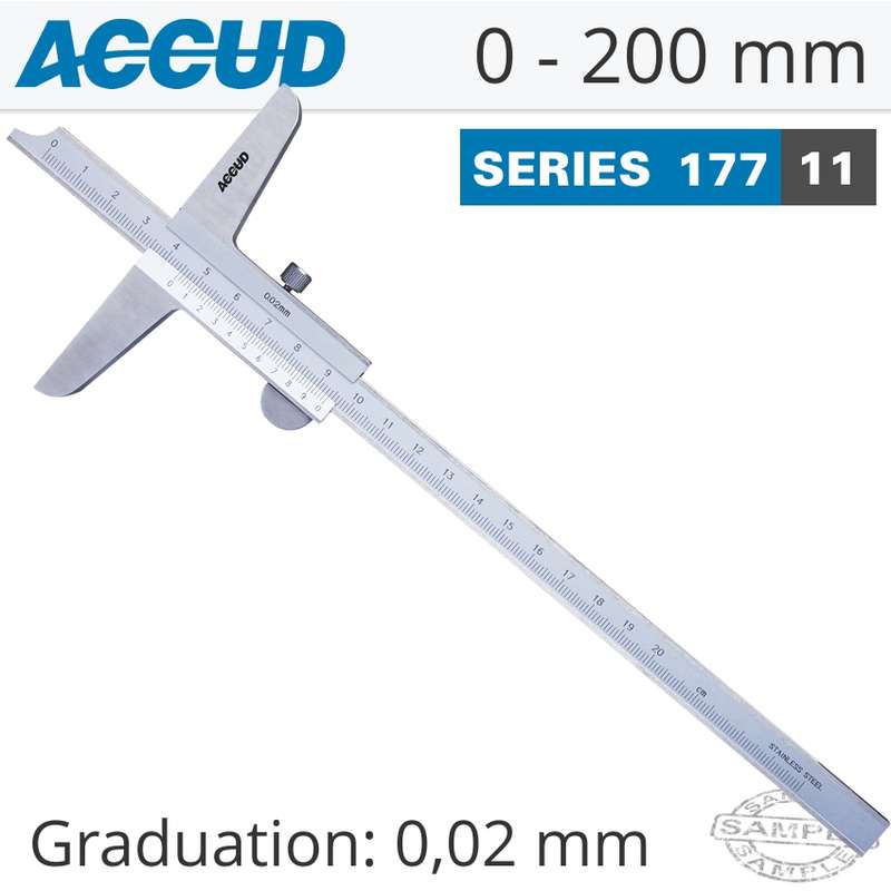 ACCUD VERNIER DEPTH CALIPER 200MM- AC177-008-11