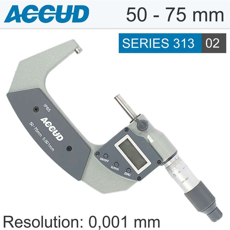 ACCUD DIG. OUTSIDE MICROMETER 50-75MM 0.004MM ACC. IP65 0.001MM RES.- AC313-003-02