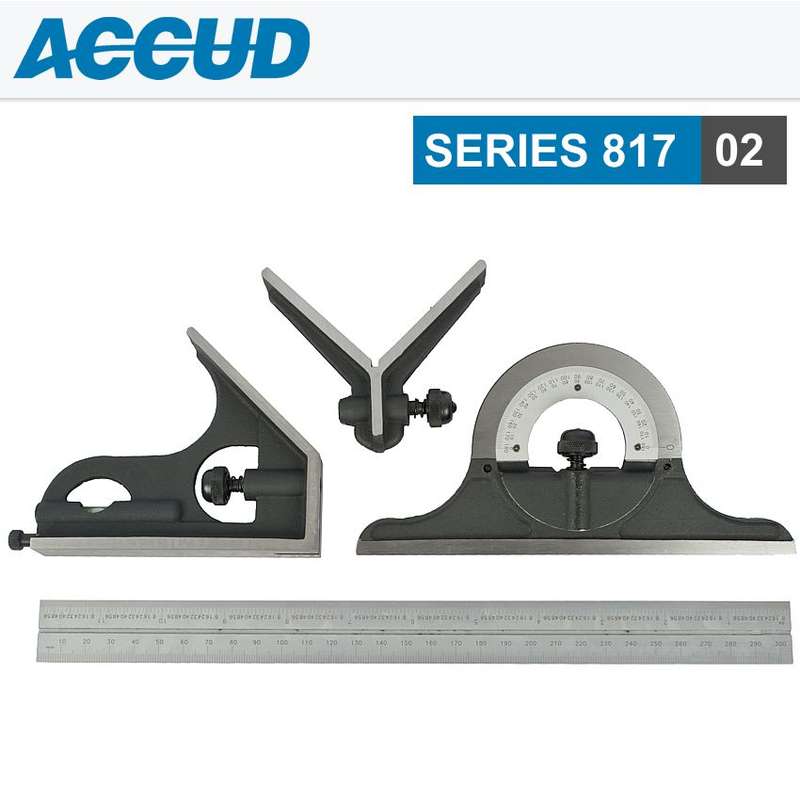 ACCUD COMBINATION SQUARE SET PROTRACTOR- AC817-180-02