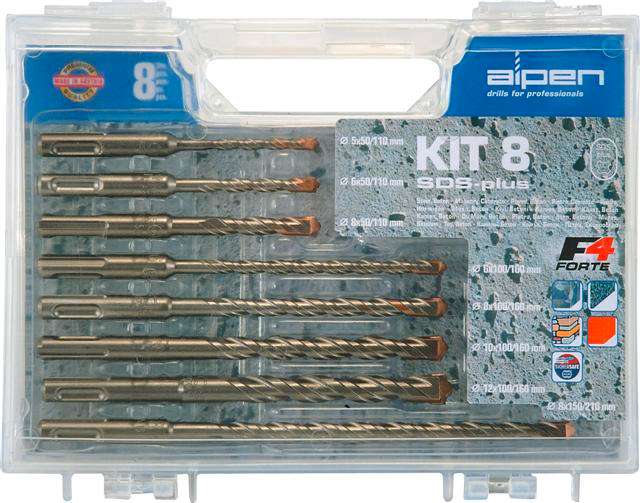 ALPEN - SDS PLUS DRILL BIT SET 8 PIECE IN PLASTIC CARRY CASEALP KIT8
