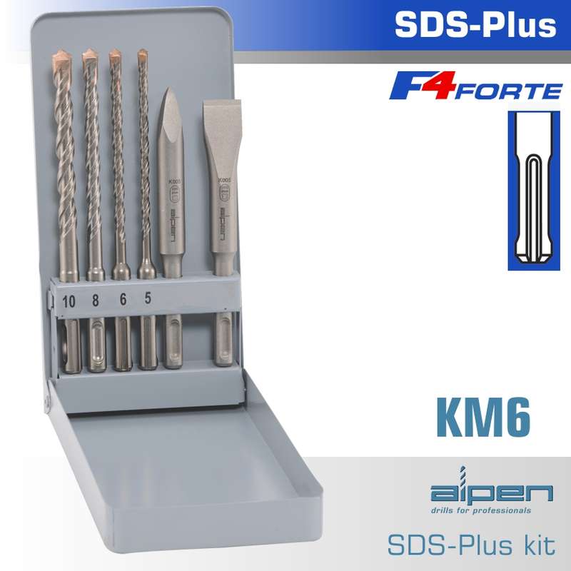ALPEN - SDS PLUS MIXED SET SDS 5 6 8 10MM X 160-CHISEL-FLAT 20 X 140-POINT 140ALP KM6