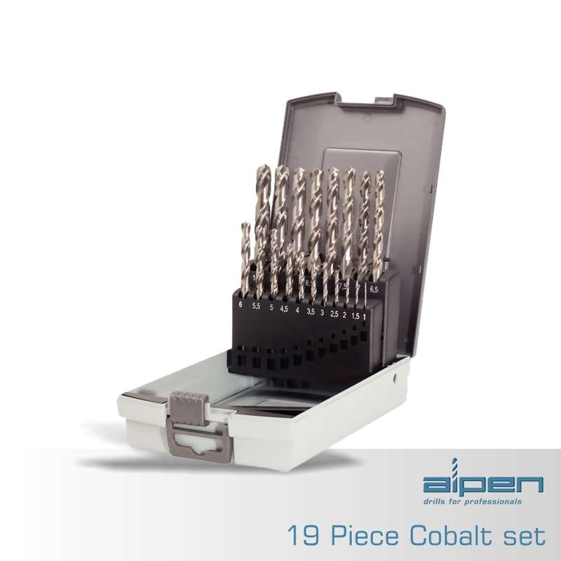 ALPEN - HSS COBALT DRILL BIT SET 19 PIECE 1.0-10.0MM X 0.5MM IN PLASTC CASEALP KP19