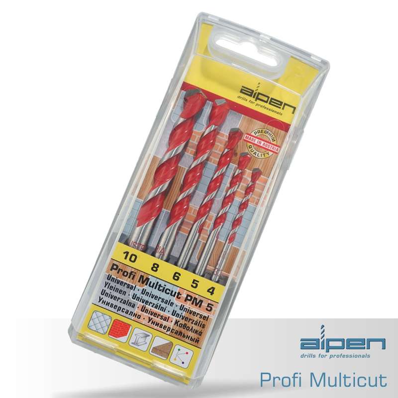 ALPEN -  MULTICUT DRILL BIT SET 5 PIECE 4 5 6 8 10MMALP PM5