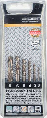 ALPEN - COBALT DRILL BIT SET 2-8MM STUBBYALP TM PZ6