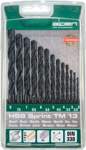 ALPEN - HSS SPRINT DRILL BIT SET 13 PIECE 2-8MM X 0.5ALP TM13