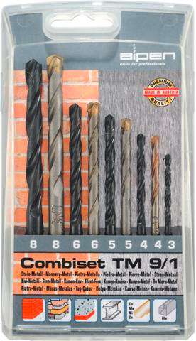 ALPEN - HSS/MASONRY DRILL BIT KOMBI SET 3-8MMALP TM9-1