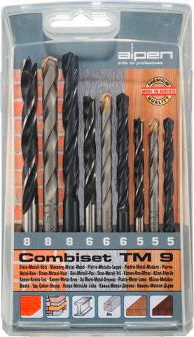 ALPEN - WOOD-STEEL-MASONRY DRILL BIT SET 9 PIECE 5 6-8ALP TM9