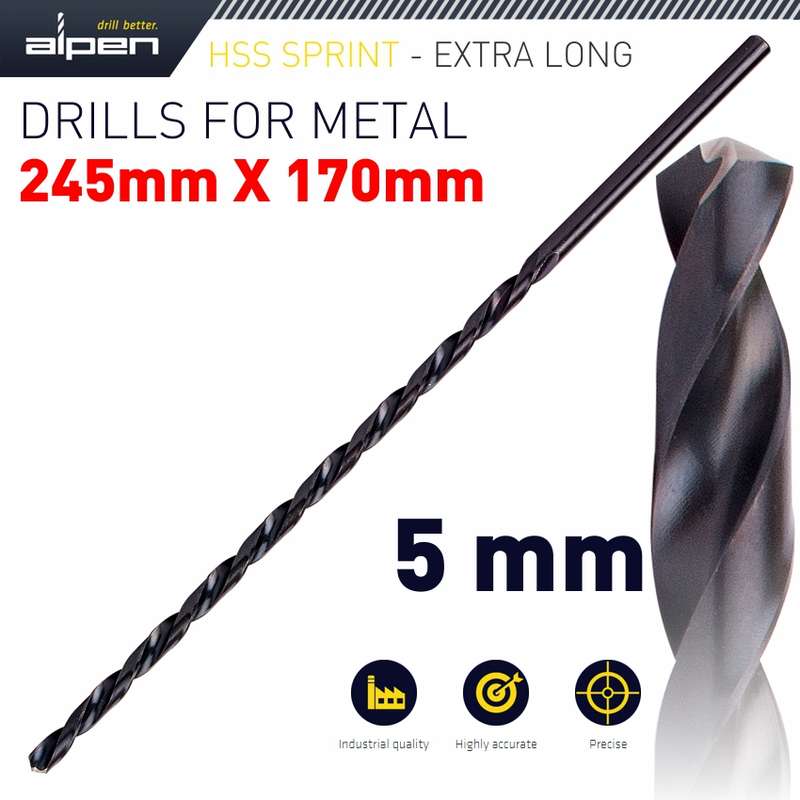 ALPEN - HSS DRILL BIT 5MM 245 X 170 EXTRA LONGALP11105