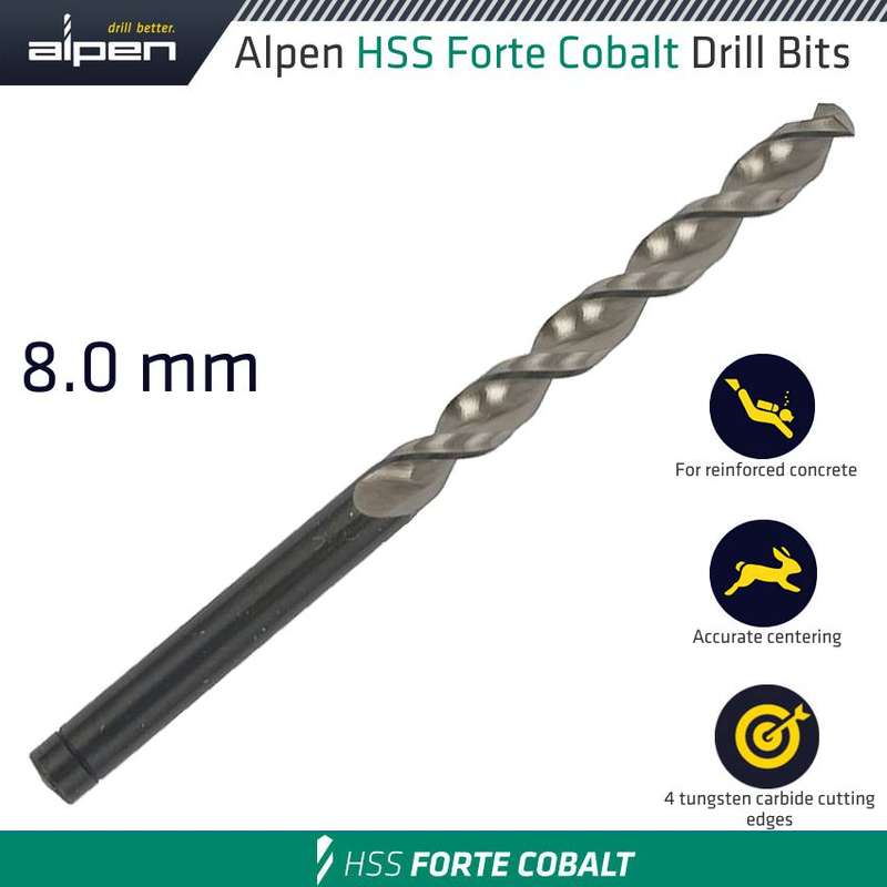 ALPEN - HSS FORTE COBALT DRILL BIT 8MMALP18308