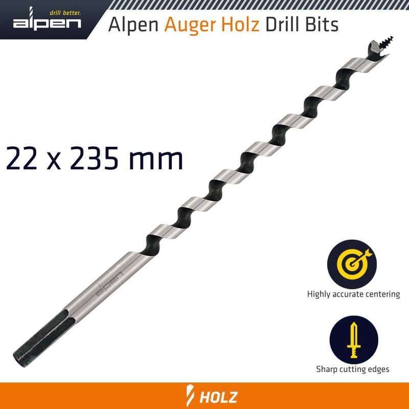 ALPEN - WOOD AUGER DRILL BIT 22 X 235MMALP21622