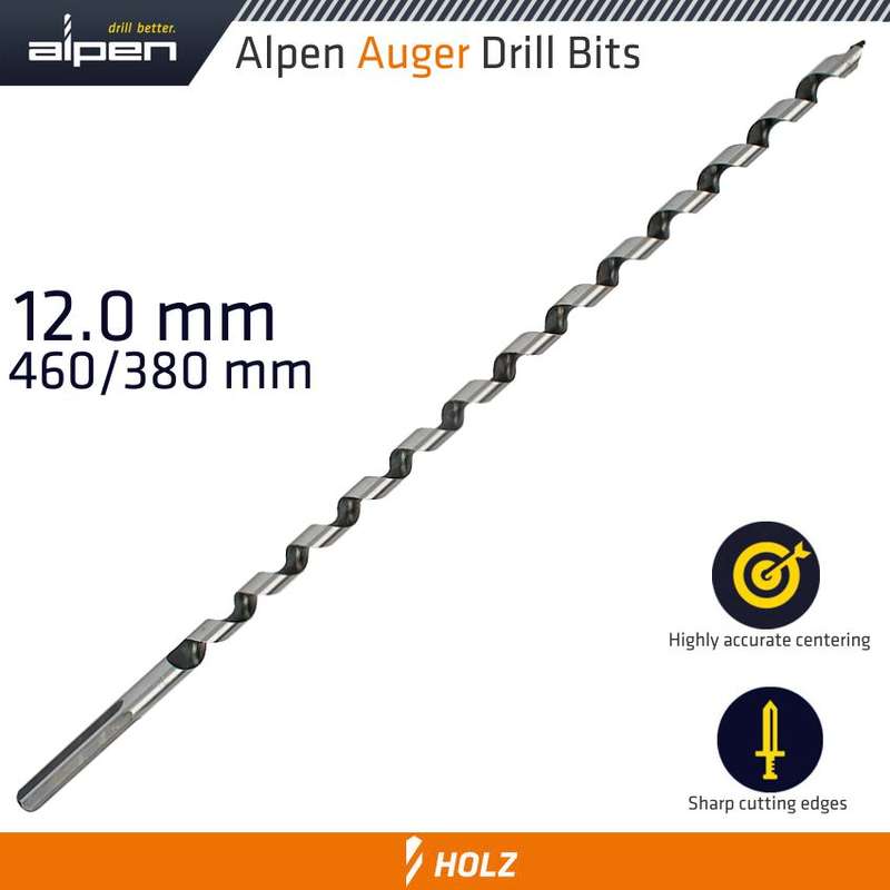 ALPEN - WOOD AUGER DRILL BIT 12 X 450MMALP22612