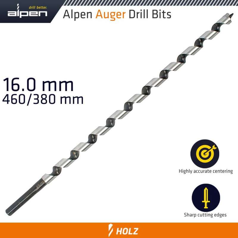 ALPEN - WOOD AUGER DRILL BIT 16 X 450MMALP22616