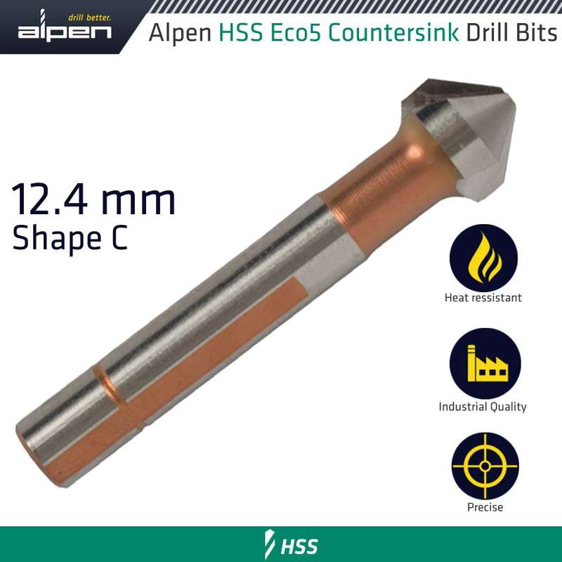 ALPEN - HSS-ECO5 COUNTERSINK 90 12.4 DIN 335 SHAPEC 3-SURFACHE SHANKALP23800124
