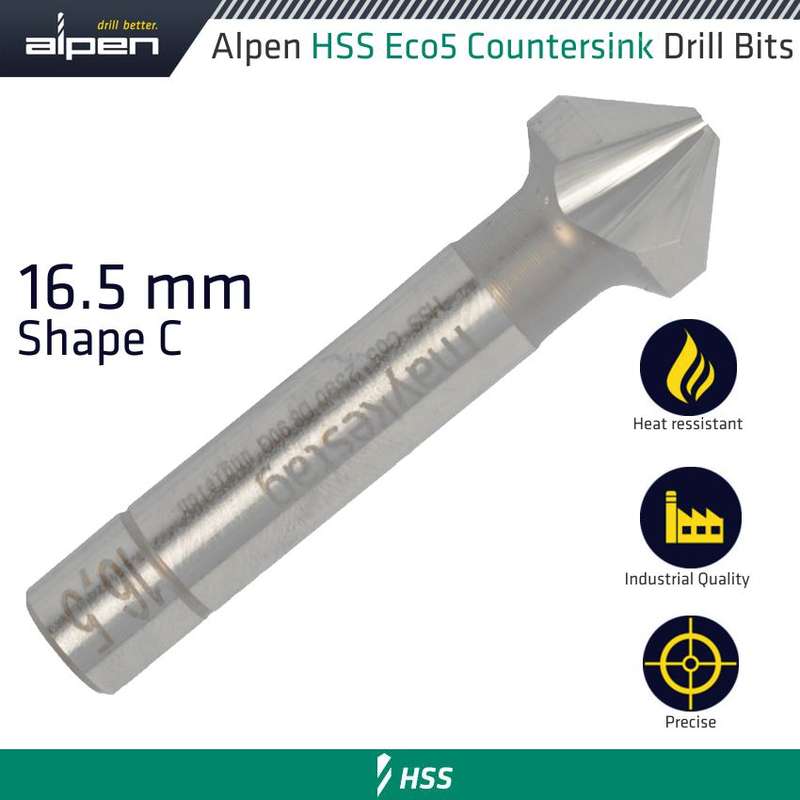 ALPEN - HSS-ECO5 COUNTERSINK 90 16.5 DIN 335 SHAPE CALP23900165
