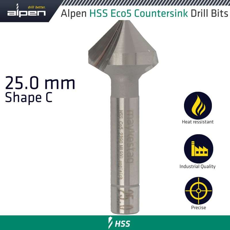 ALPEN - HSS-ECO5 COUNTERSINK 90 25.0 DIN 335 SHAPE CALP23900250