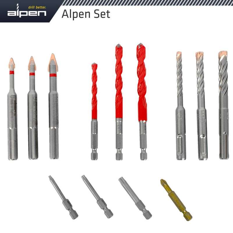 ALPEN - DRILL-SCREWSET KIT 13 13 PCS C PROT,MULTI 6-KANT,SDS-PLUS FORCE X4 BITALP303513