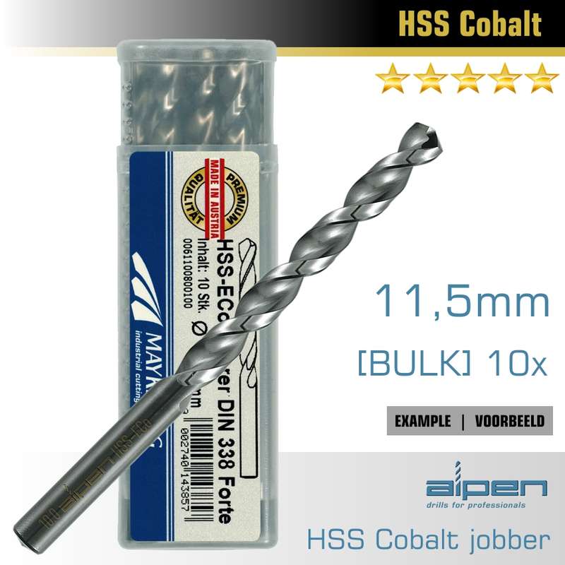 ALPEN - DRILL BIT COBALT 11.5MM STANDARD LENGTH (10x PACK)     ALP611115