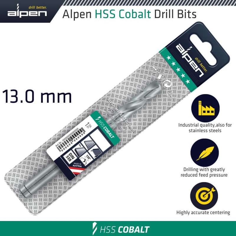 ALPEN - HSS COBALT DRILL BIT 13MMALP62313