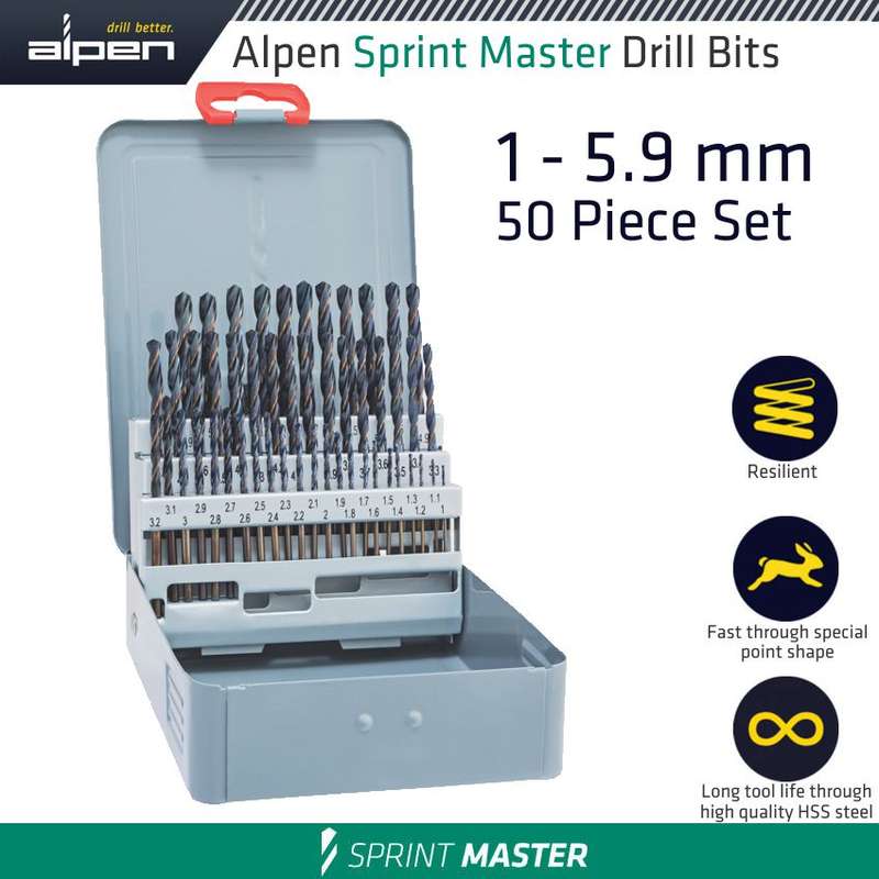ALPEN - SPRINT MASTER 50 PCS SET KM50 1.0 - 5.9 X 0.1MM METAL CASEALP8103511
