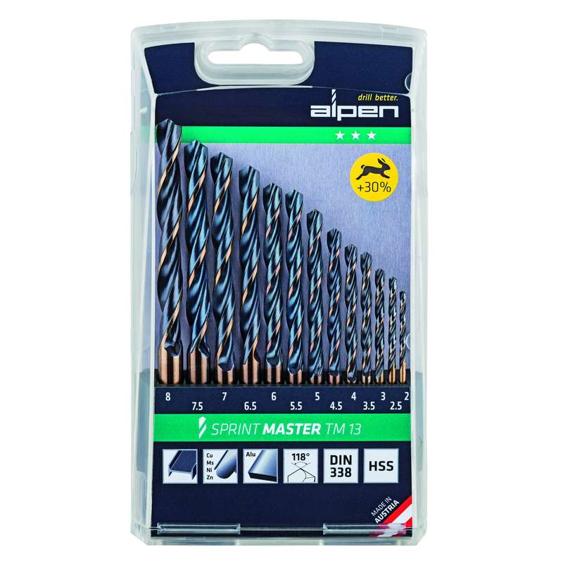 ALPEN - HSS SPRINT MASTER DRILL BIT SET 13 PIECE 2-8MM X 0.5ALP8111021