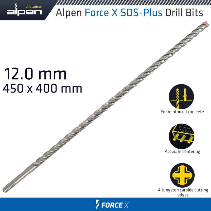 ALPEN - FORCE X 12.0 X 450/400 SDS-PLUS DRILL BIT X4 CUTTING EDGESALP875012