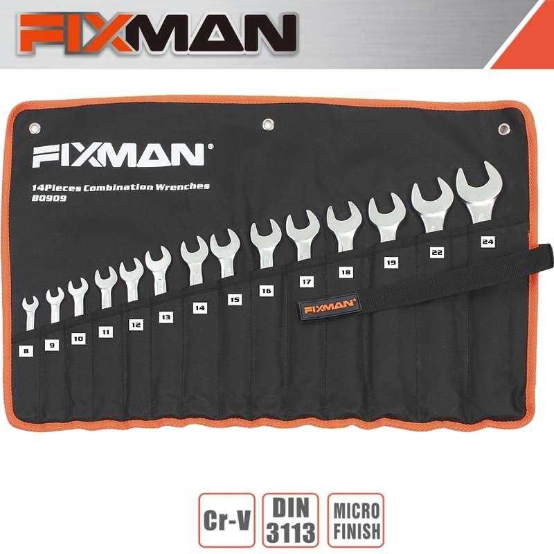 FIXMAN 14PCS COMBINATION SPANNER SET 8MM - 24MMFIX B0909
