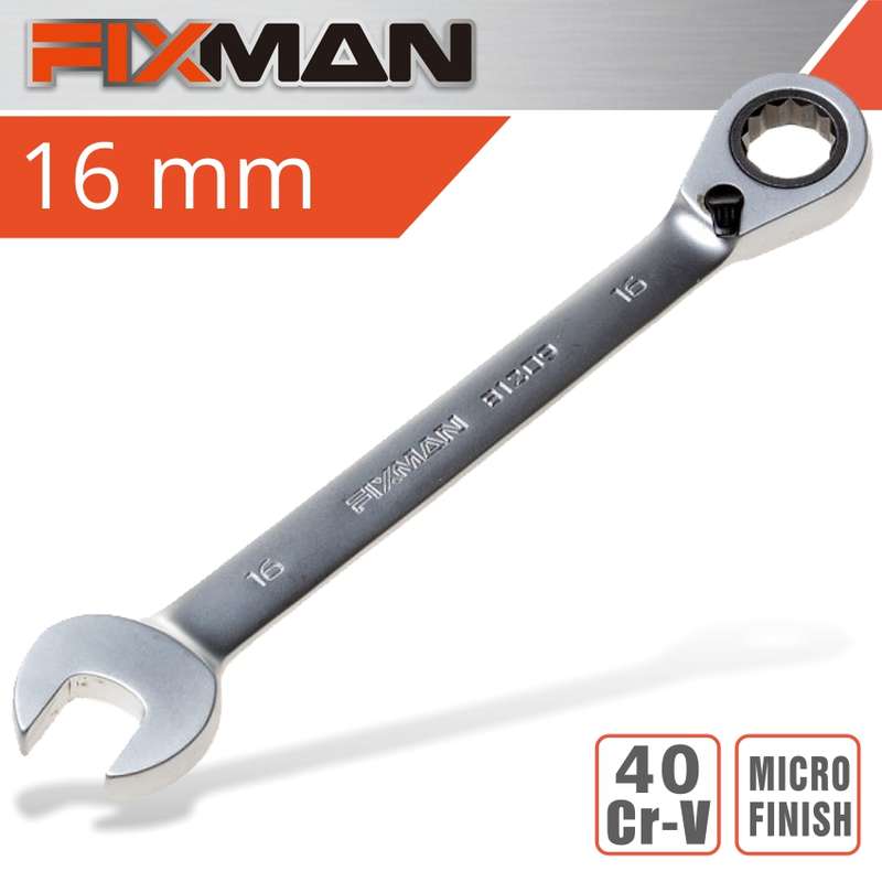 FIXMAN REVERSIBLE COMBINATION RATCHETING WRENCH 16MMFIX B1209