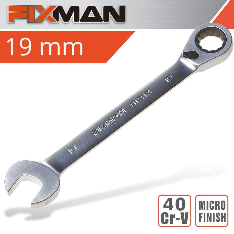 FIXMAN REVERSIBLE COMBINATION RATCHETING WRENCH 19MMFIX B1212