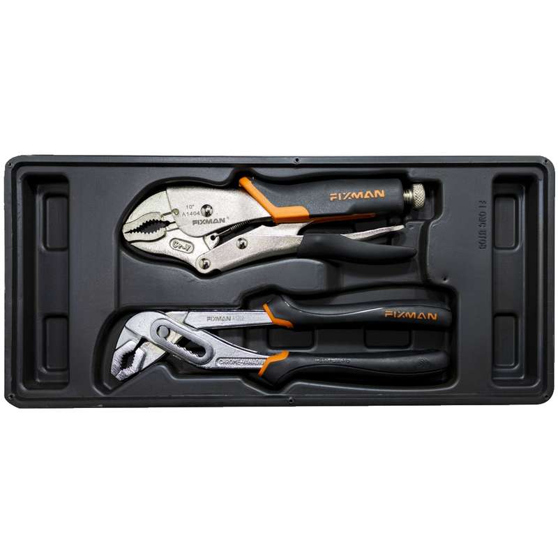 FIXMAN TRAY 2 PIECE PLIER SET GROOVE JOINT PLIERS 10"  AND LOCK GRIP PLFIX F1BT08