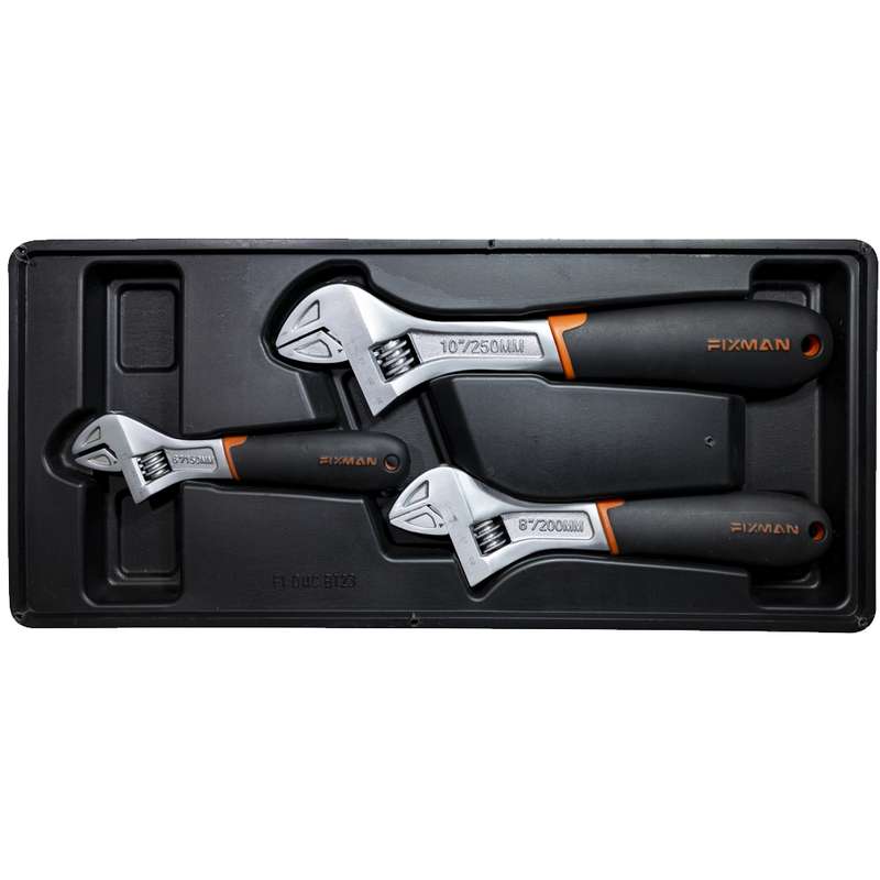 FIXMAN TRAY 3 PIECE ADJUSTABLE WRENCH 6" 8" 10" FIX F1BT23