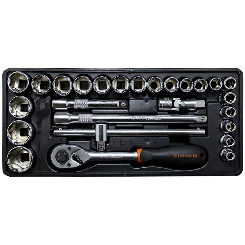 FIXMAN TRAY 26 PIECE 1/2"  DRIVE SOCKETS AND ACCESSORIESFIX F1BT47