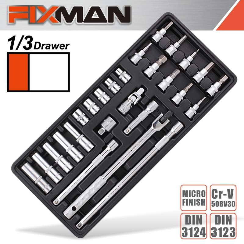 FIXMAN 26-PC 3/8"  DR.SOCKETS &  ACCESSORIESFIX F1BT71
