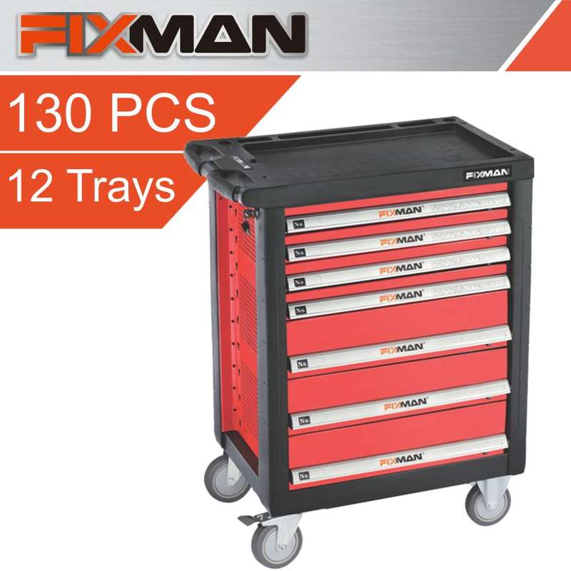 FIXMAN 7 DRAWER IND. ROLLER CABINET ON CASTORS WITH 130PC OF STOCKFIX F1RP7-1