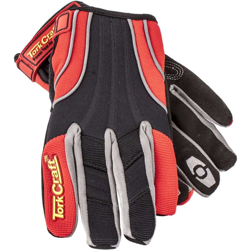 TORK CRAFT - MECHANICS GLOVE X LARGE SYNTHETIC LEATHER REINFORCED PALM SPANDEX REDGL23