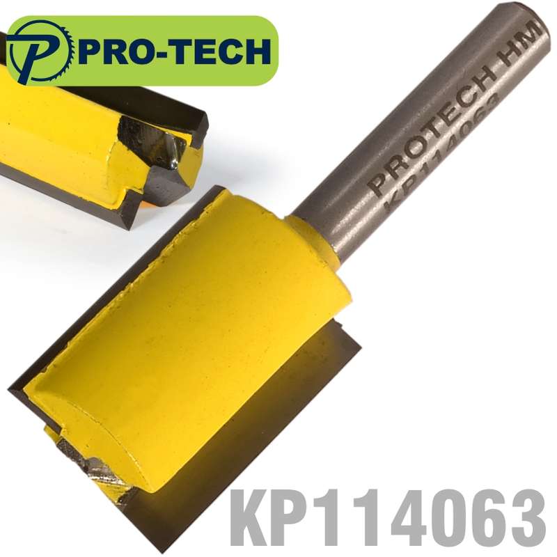 PRO-TECH- STRAIGHT BIT 3/4" (19MM) X 1" (25.4MM) CUT 2 FLUTE WITH BOTTOM CUT 1/4" KP114063