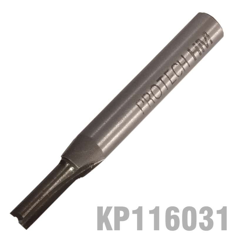 PRO-TECH- STRAIGHT BIT 5/32"  (4MM) X 1/2"  CUT SOLID CARBIDE 2 FLUTE 1/4" SHANKKP116031