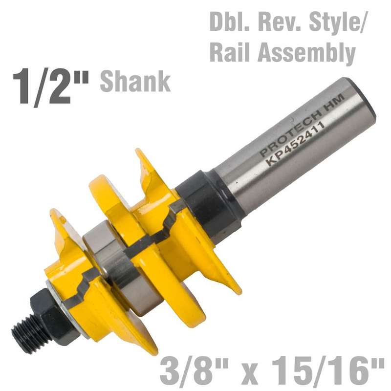 PRO-TECH- DOUBLE REVERSABLE STYLE &  RAIL ASEMBLY OGEE 3/8"  X 15/16"  1/2"  SHANKKP452411