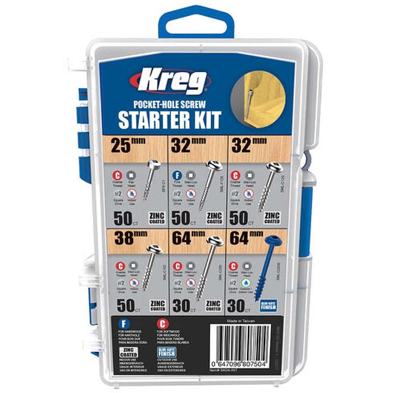 KREG POCKET-HOLE SCREW STARTER KIT 260PCEKR SK04-INT