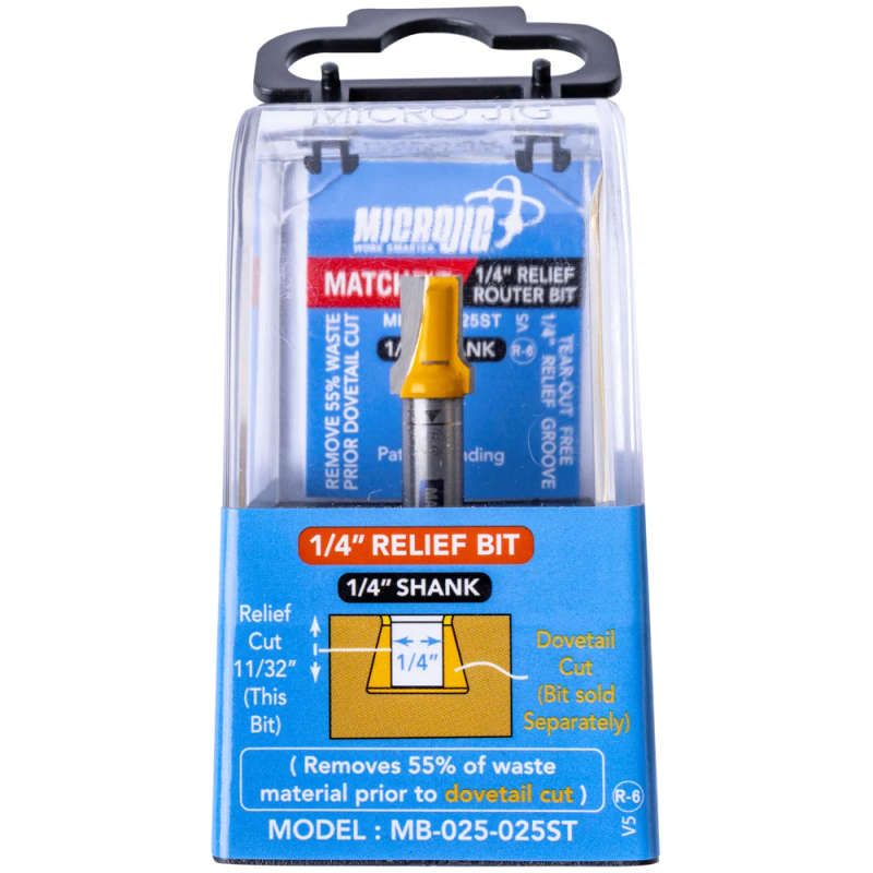 MICROJIG  MATCHFIT RELIEF 1/4"  STRAIT ROUTER BIT 1/2"  SHANK - MIC MB-050-025ST