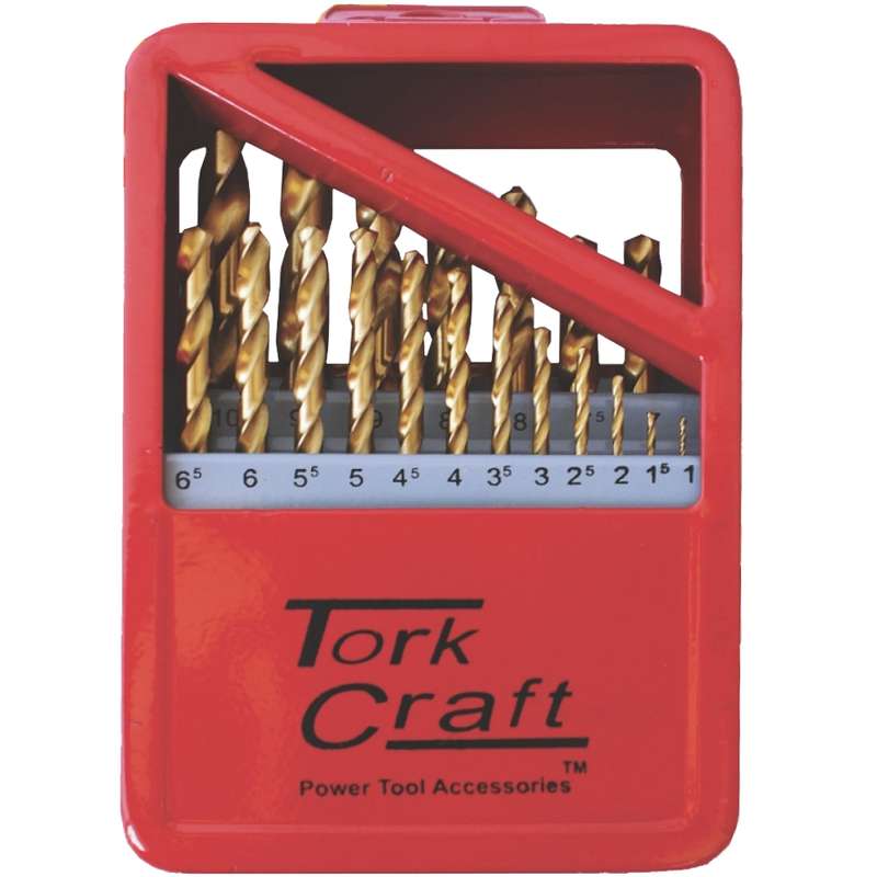 TORK CRAFT - DRILL BIT SET 19PCE TIN. COATED METAL CASENR02019