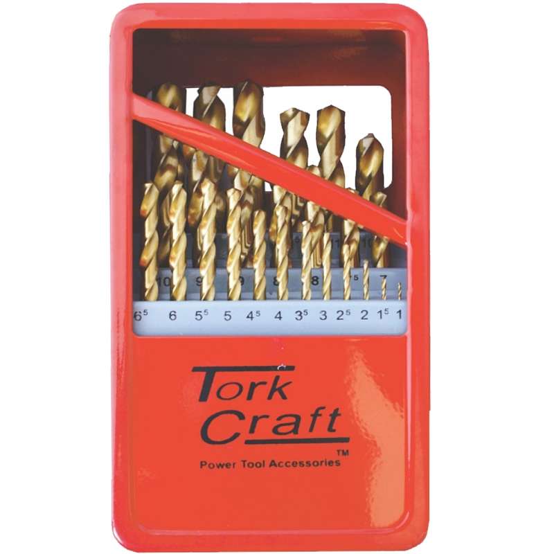 TORK CRAFT - DRILL BIT SET 25PCE TIN. COATED METAL CASENR02025