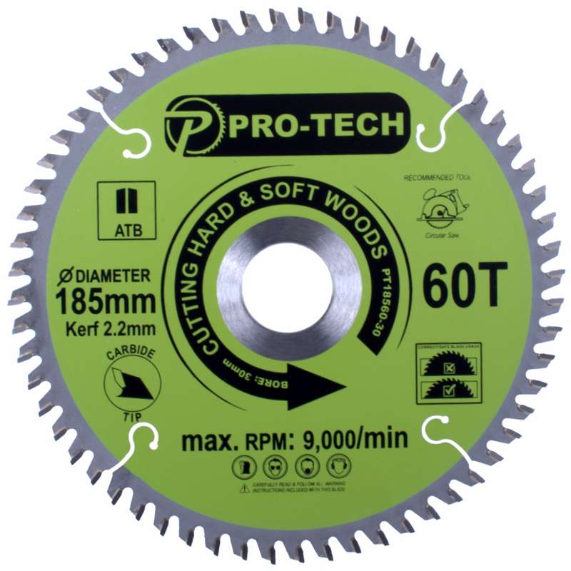 PRO-TECH- SAW BLADE TCT 185 X 2.2 X 30 X 60T WOOD PROF.PT18560-30