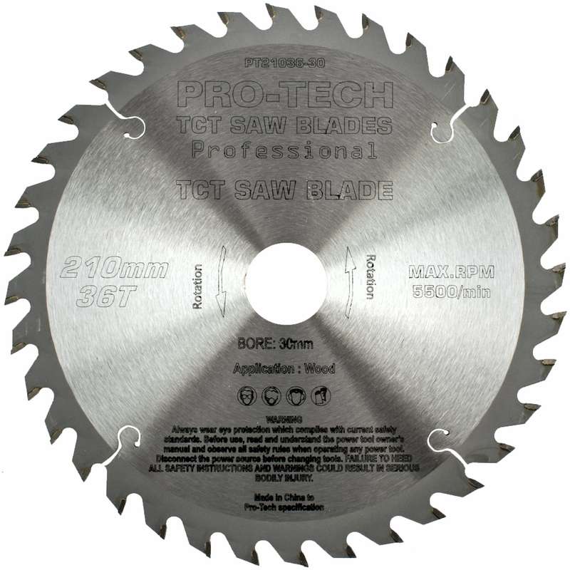 PRO-TECH- SAW BLADE TCT 210X2.4X30X36T WOOD PROF. PRO-TECH FES. TS75PT21036-30