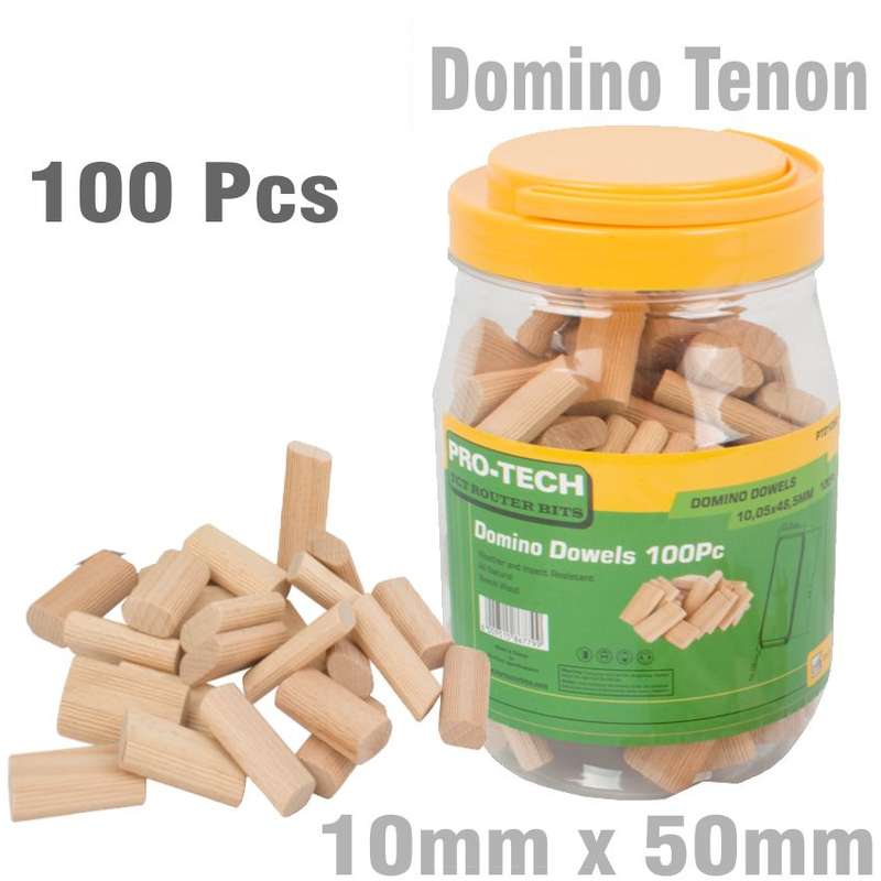 PRO-TECH- DOMINO TENON 10X50MM 100PC JAR BEECH WOODPTD1050