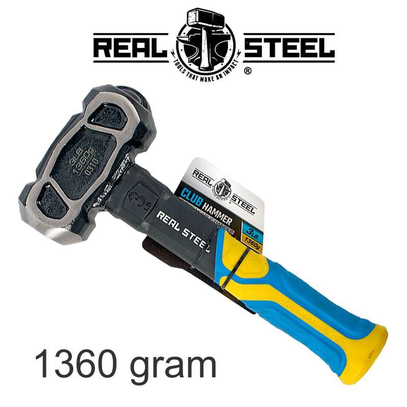 REAL STEAL HAMMER CLUB UNBREAKABLE 1.3KG 3LB GRAPHITE HANDLE - RSH0310