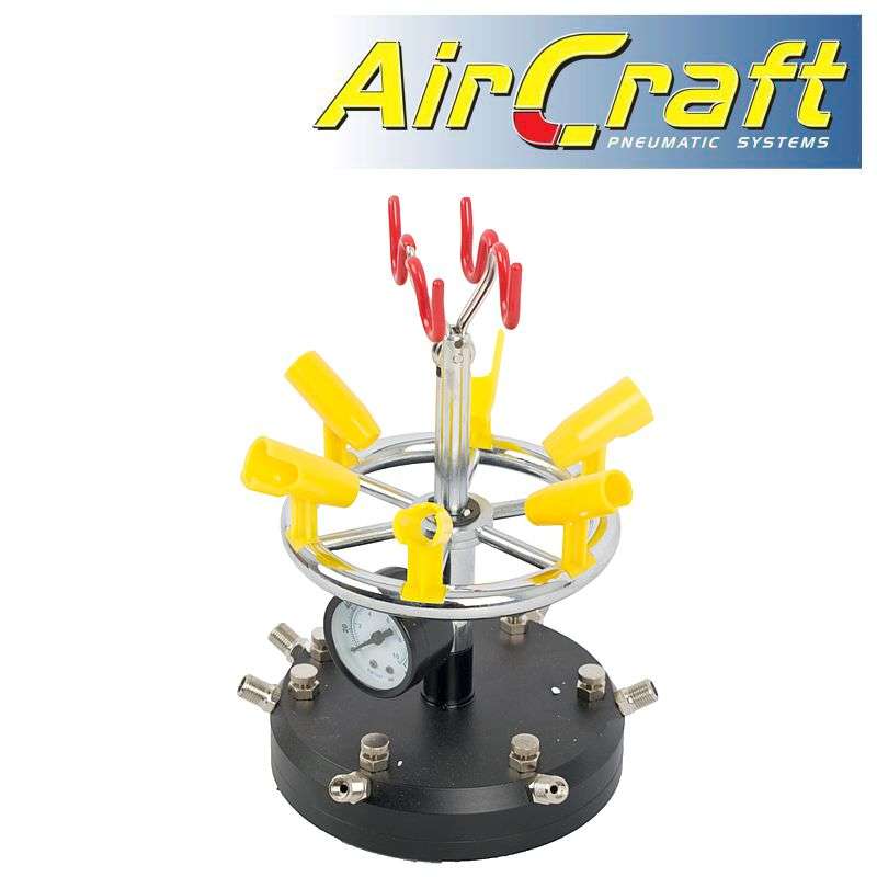AIRCRAFT - AIR BRUSH STAND 6 PORTS & PRESSURE GUAGESG BD-18