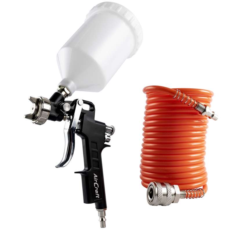 AIRCRAFT - GRAV FEED SPRAY GUN 1.5MM NOZZLE WITH 5M SPIRAL HOSESG KIT01