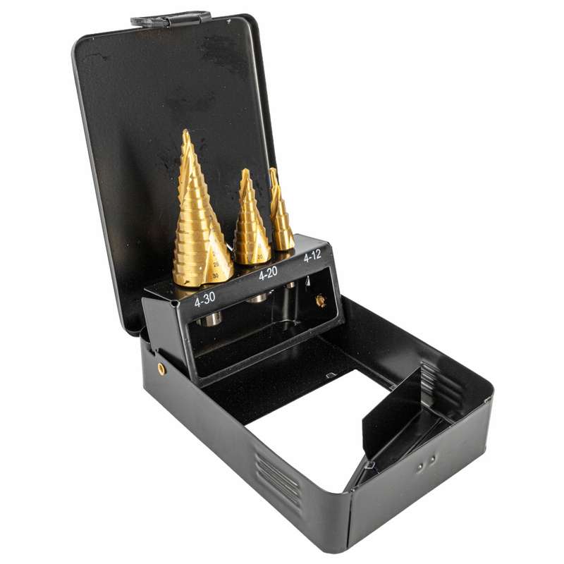 TORK CRAFT - STEP DRILL SET 3 PCE HSS IN PLASTIC CASET9950