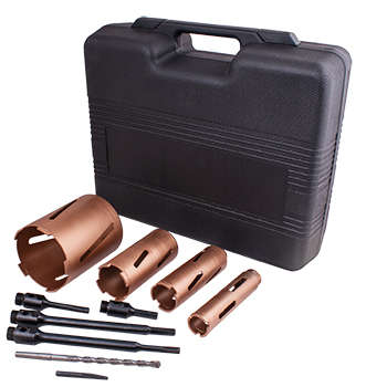 TORK CRAFT - DIAMOND CORE BIT SETS 10PCS IN BLOW MOULD CASE 38 52 65 117MMTC180501