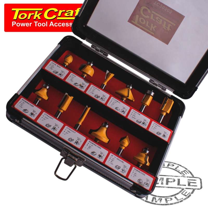 TORK CRAFT - ROUTER BIT SET 12PC/ALU.CASE 1/4" TC20505